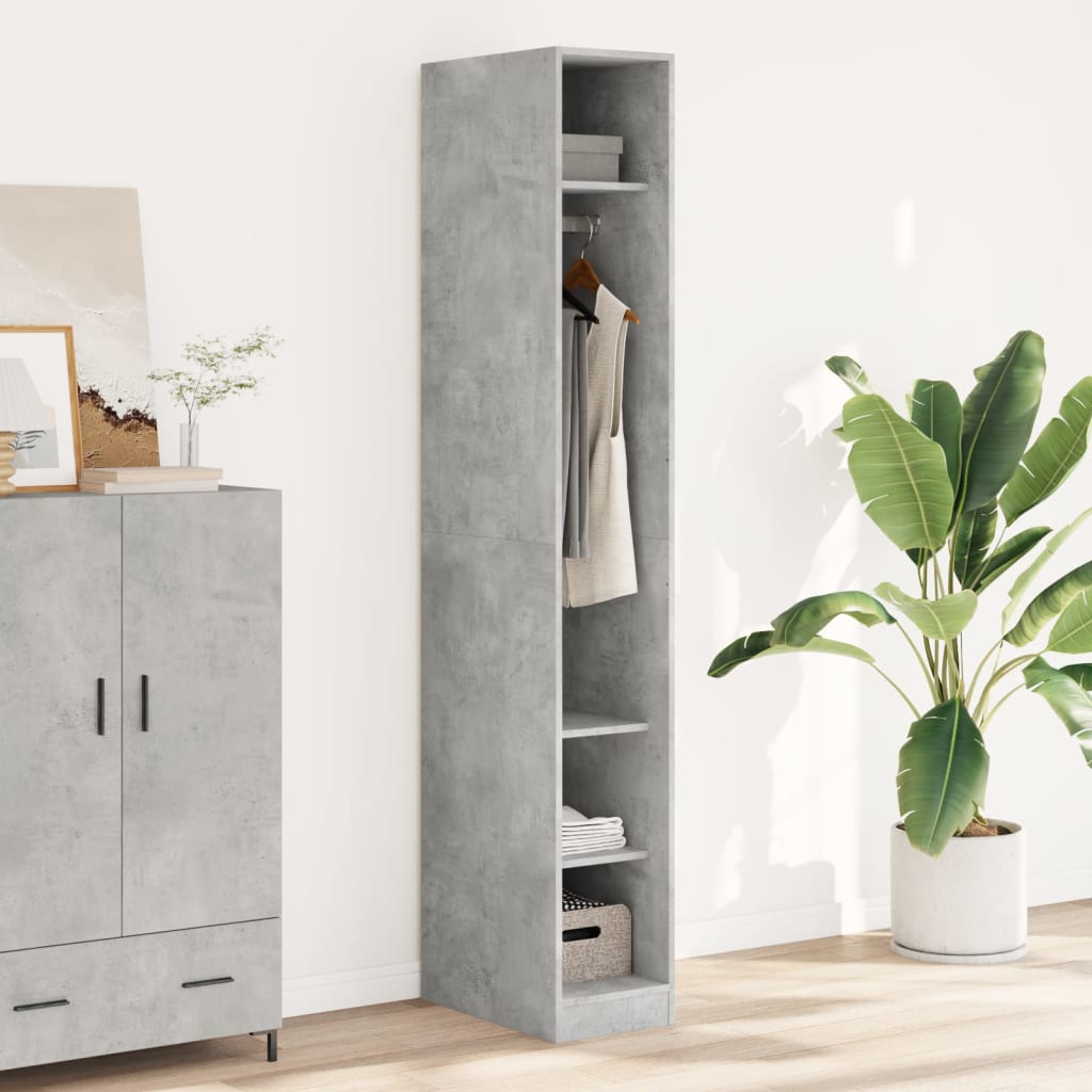 Wardrobe Concrete Grey 30x50x200 cm Engineered Wood