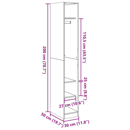 Wardrobe Old Wood 30x50x200 cm Engineered Wood