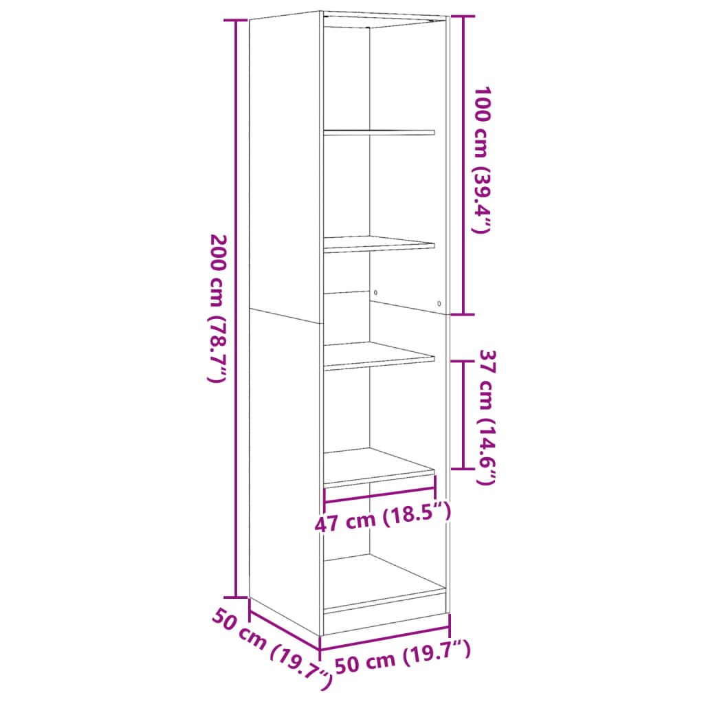 Wardrobe Old Wood 50x50x200 cm Engineered Wood