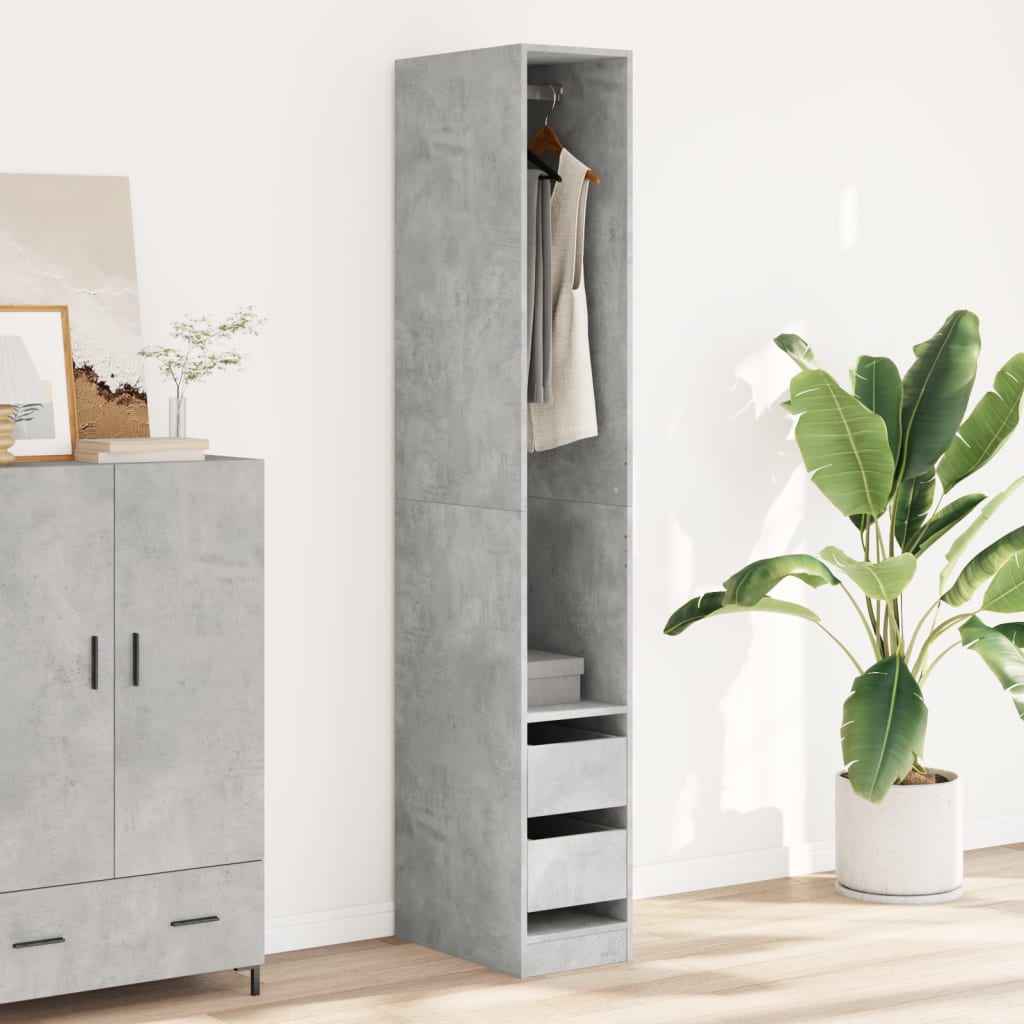 Wardrobe Concrete Grey 30x50x200 cm Engineered Wood