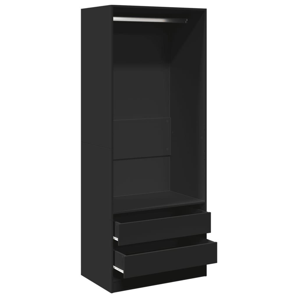 Wardrobe Black 80x50x200 cm Engineered Wood