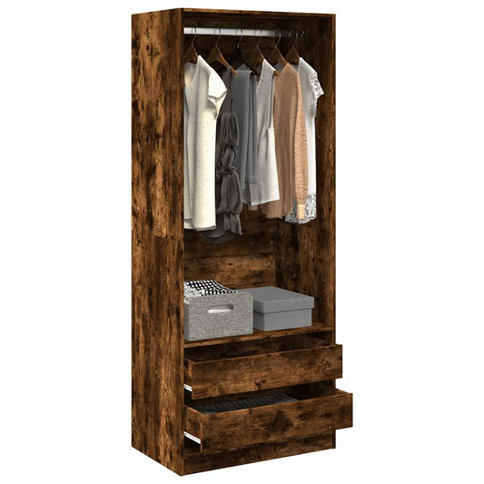 Wardrobe Smoked Oak 80x50x200 cm Engineered Wood