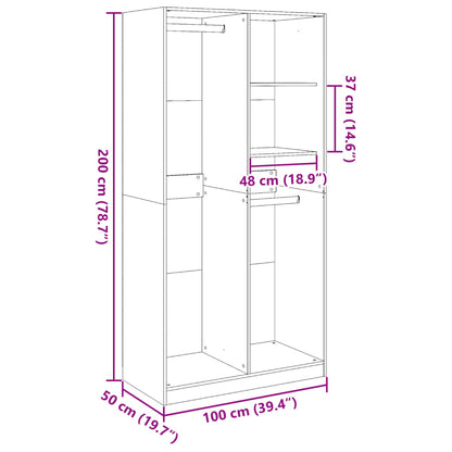 Wardrobe Sonoma Oak 100x50x200 cm Engineered Wood