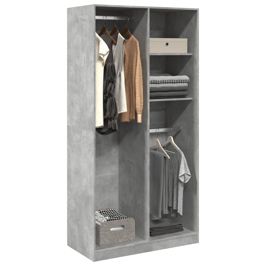 Wardrobe Concrete Grey 100x50x200 cm Engineered Wood