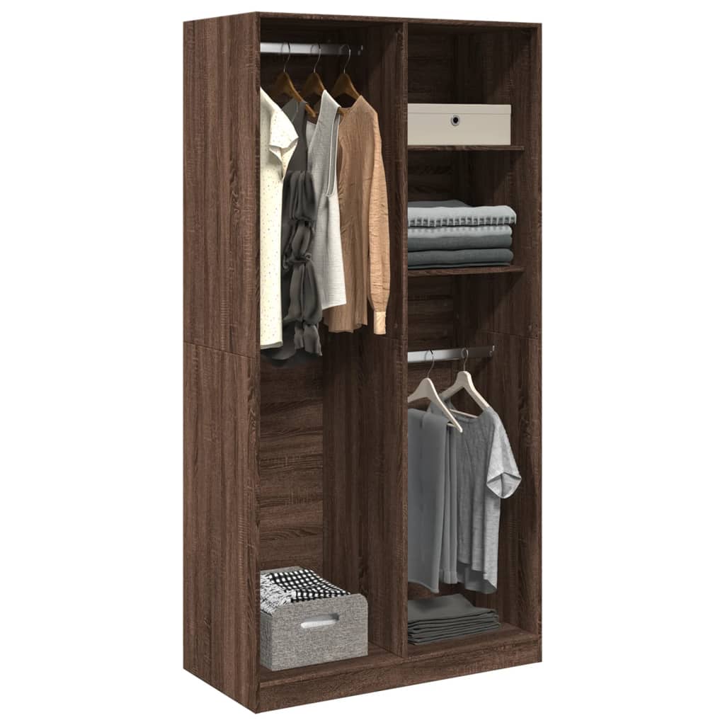 Wardrobe Brown Oak 100x50x200 cm Engineered Wood