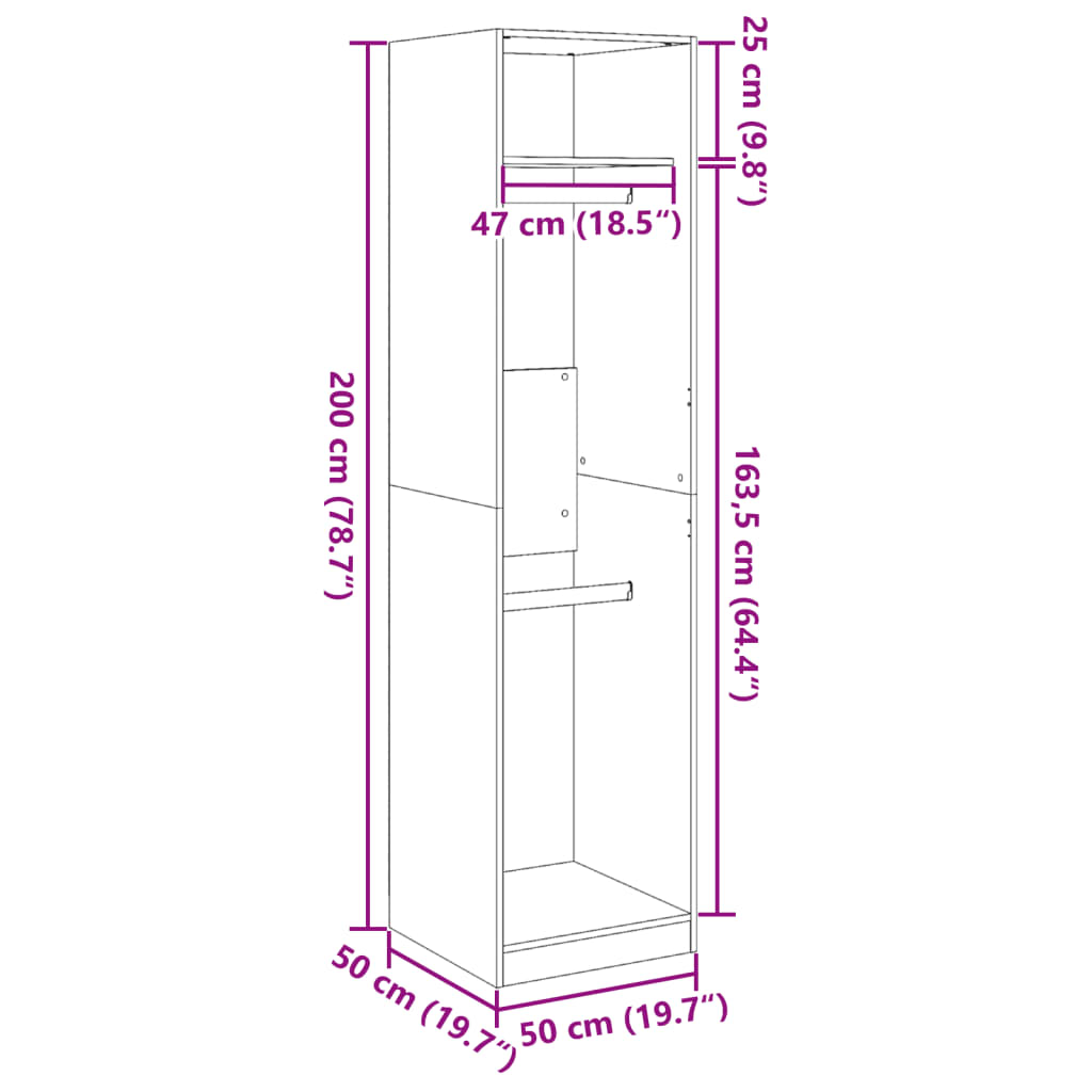 Wardrobe Artisian Oak 50x50x200 cm Engineered Wood