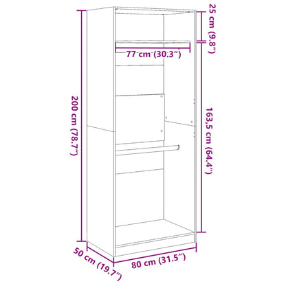 Wardrobe Concrete Grey 80x50x200 cm Engineered Wood