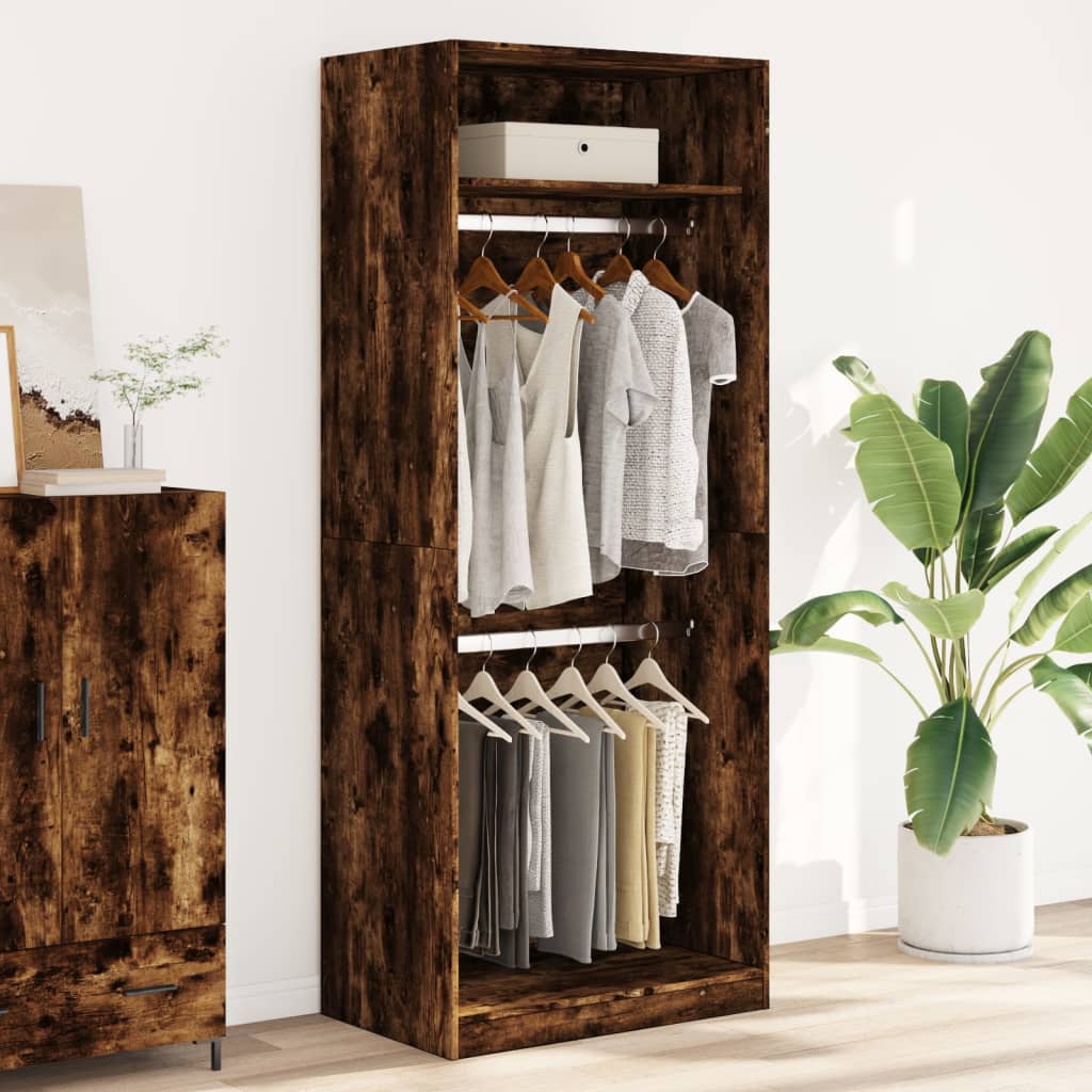 Wardrobe Smoked Oak 80x50x200 cm Engineered Wood