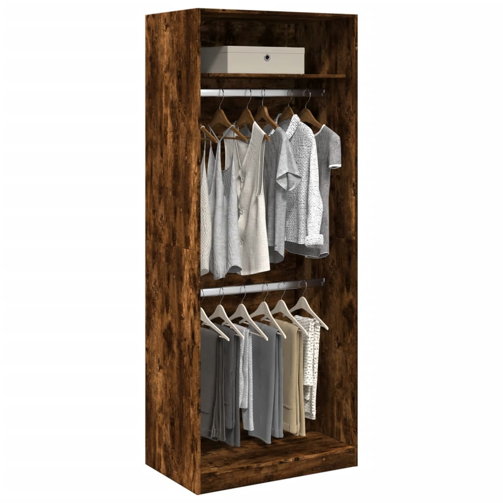 Wardrobe Smoked Oak 80x50x200 cm Engineered Wood