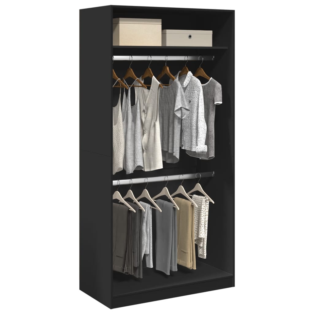 Wardrobe Black 100x50x200 cm Engineered Wood