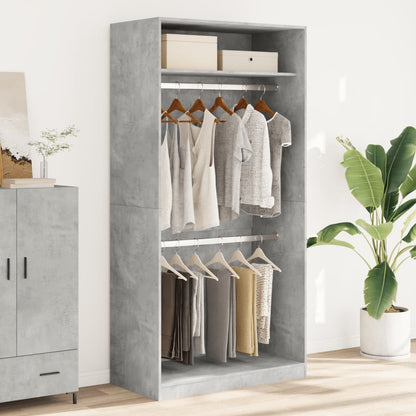 Wardrobe Concrete Grey 100x50x200 cm Engineered Wood