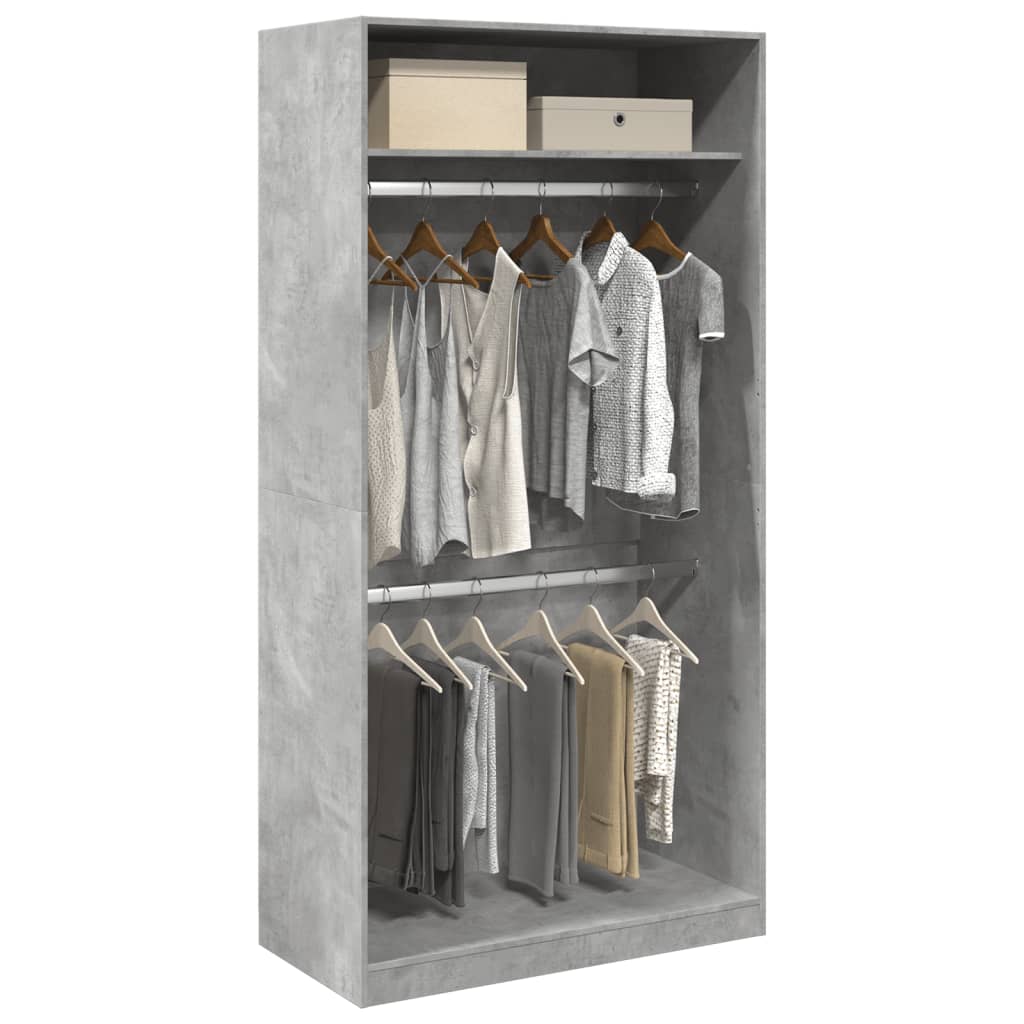 Wardrobe Concrete Grey 100x50x200 cm Engineered Wood