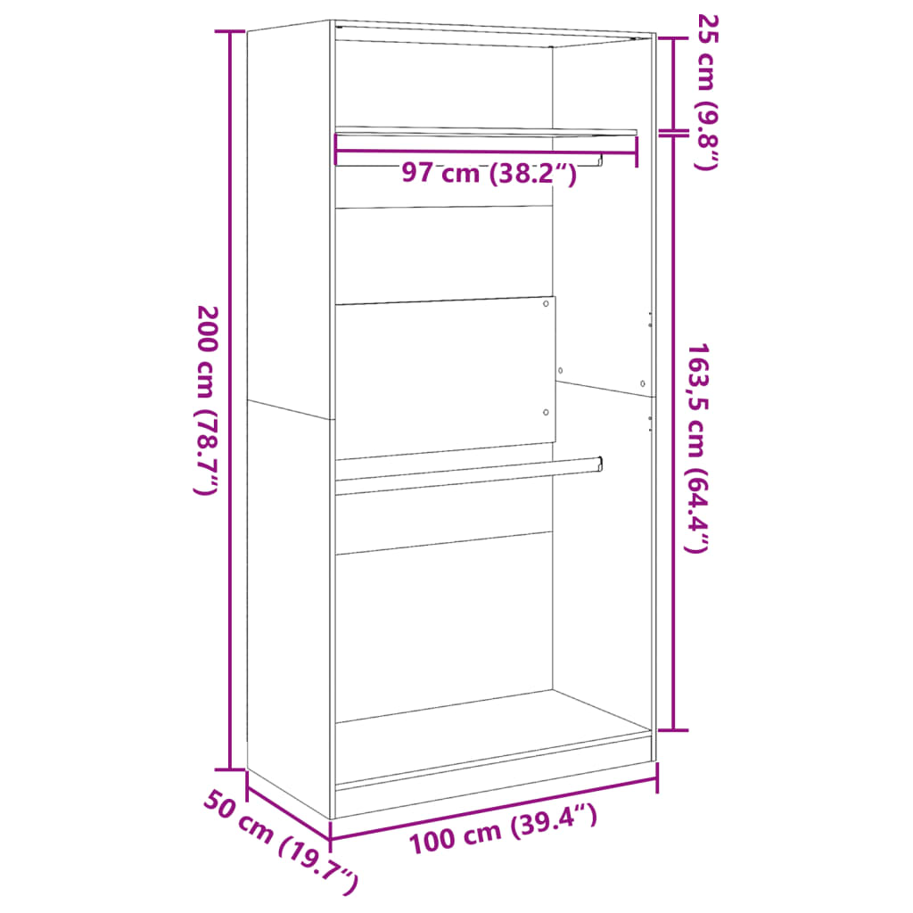 Wardrobe Artisian Oak 100x50x200 cm Engineered Wood