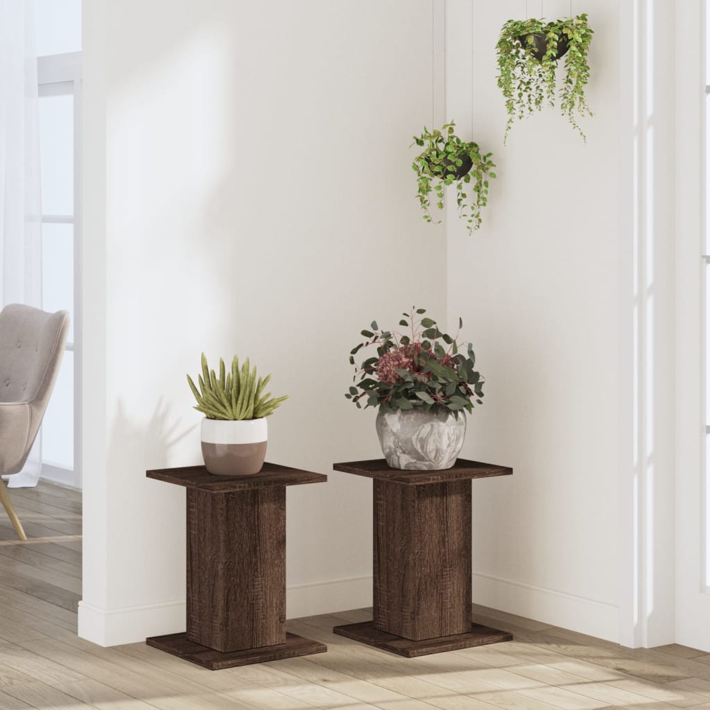 Plant Stands 2 pcs Brown Oak 30x30x40 cm Engineered Wood