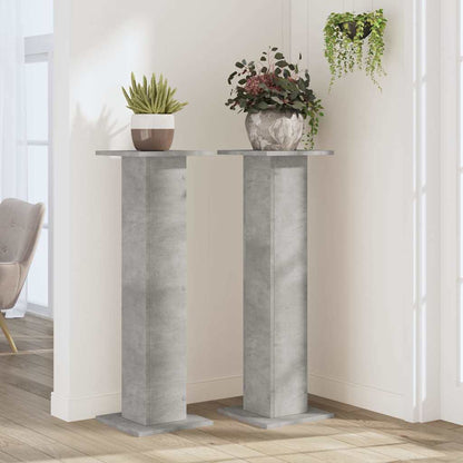 Plant Stands 2 pcs Concrete Grey 30x30x95 cm Engineered Wood