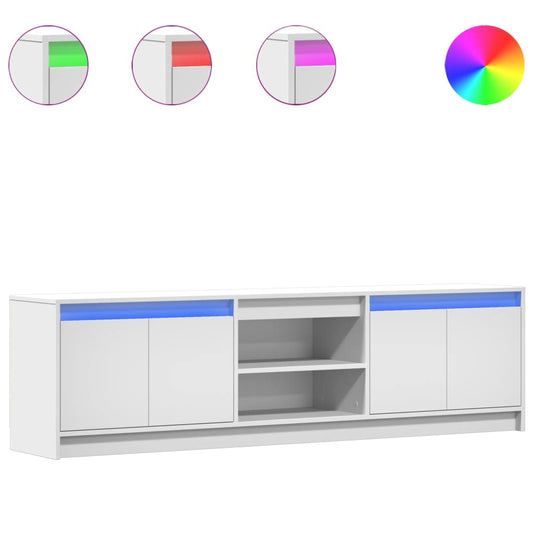 TV Cabinet with LED White 180x34x50 cm Engineered Wood