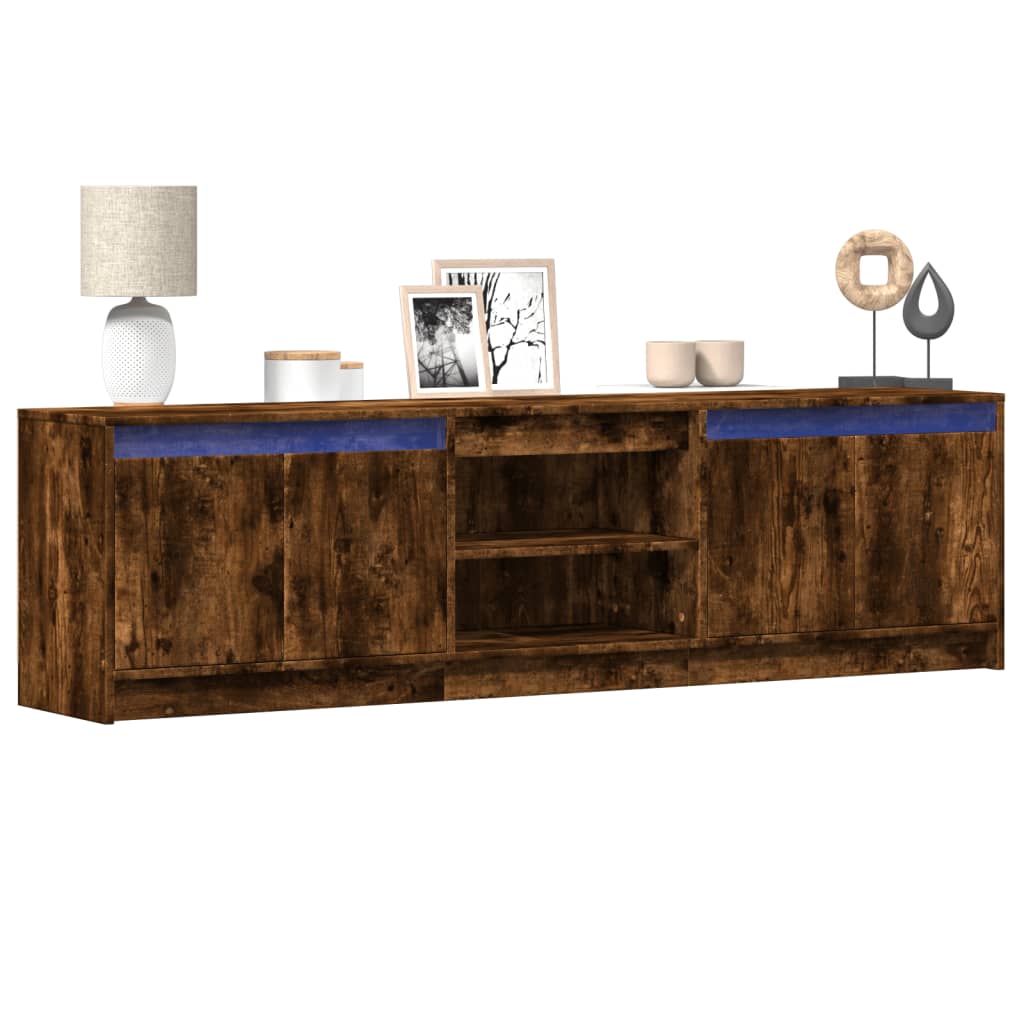 TV Cabinet with LED Smoked Oak 180x34x50 cm Engineered Wood