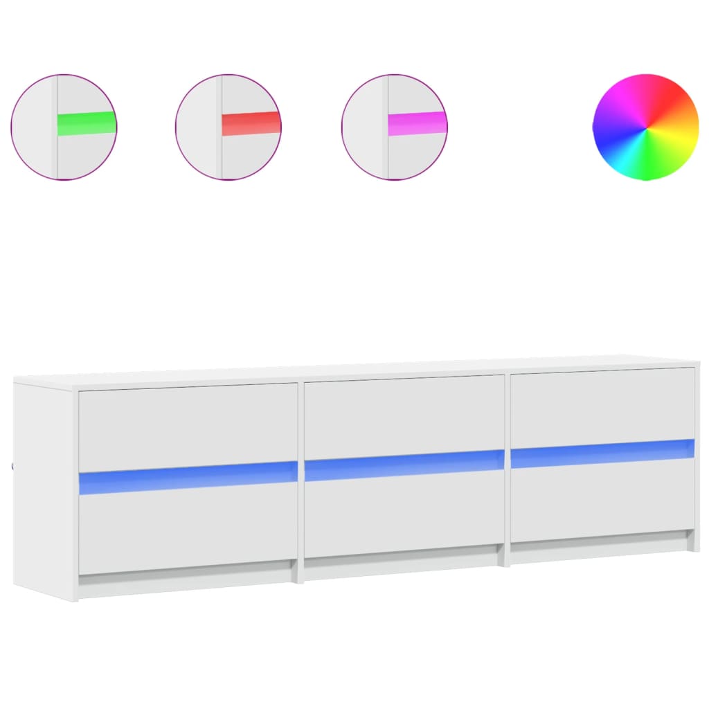 TV Cabinet with LED White 180x34x50 cm Engineered Wood