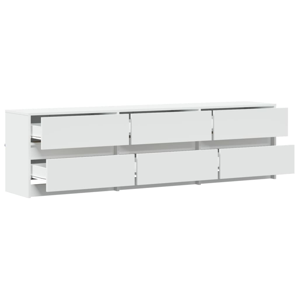 TV Cabinet with LED White 180x34x50 cm Engineered Wood
