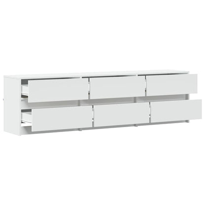 TV Cabinet with LED White 180x34x50 cm Engineered Wood