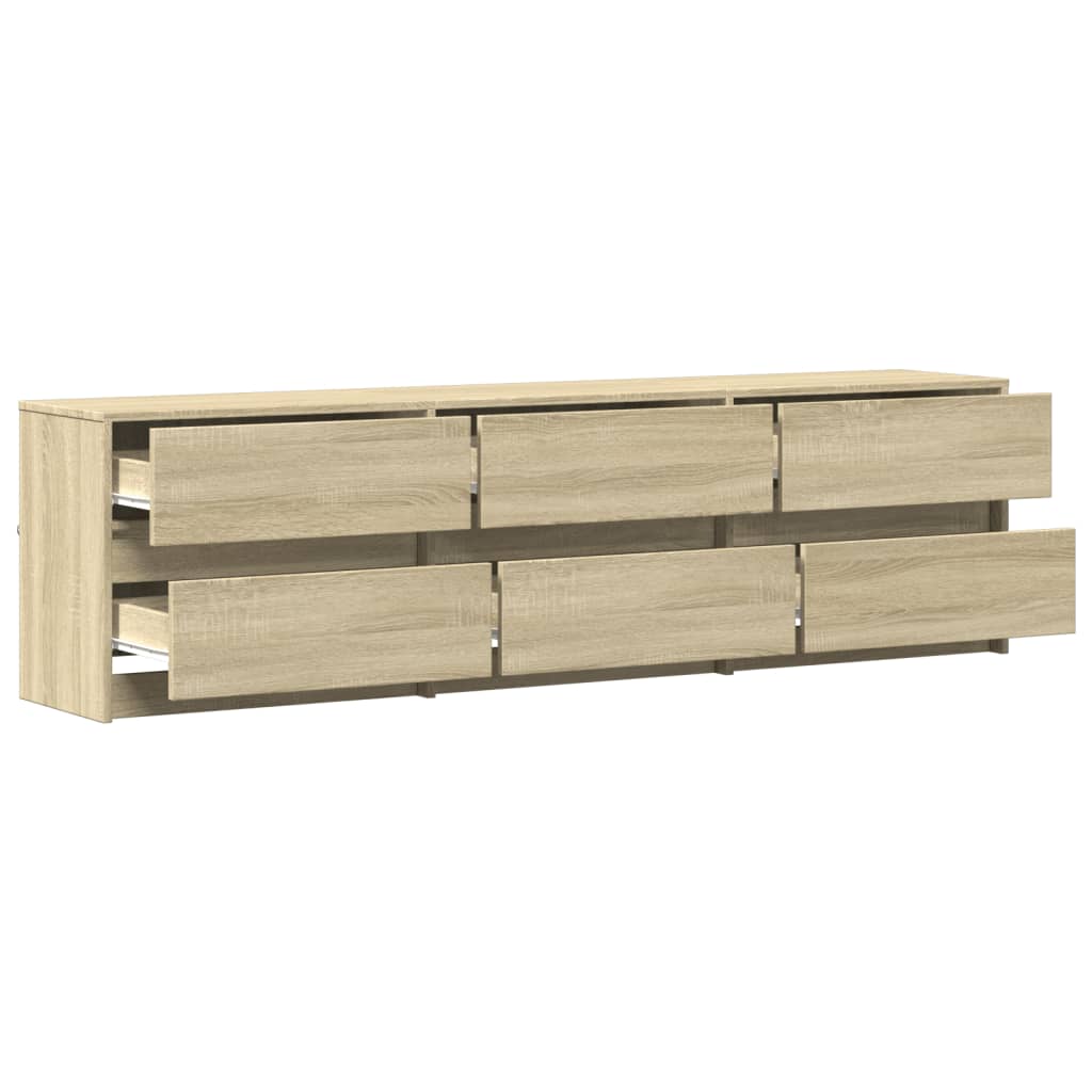 TV Cabinet with LED Sonoma Oak 180x34x50 cm Engineered Wood