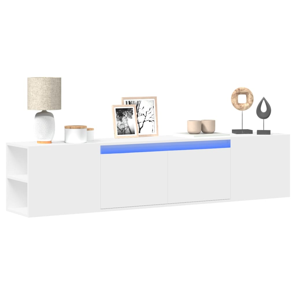 TV Wall Cabinet with LED White 180x31x39.5 cm