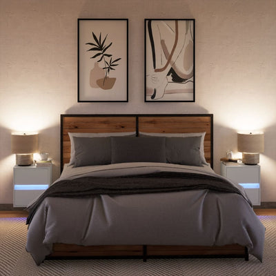 Wall-mounted Bedside Cabinets with LED Lights 2 pcs White
