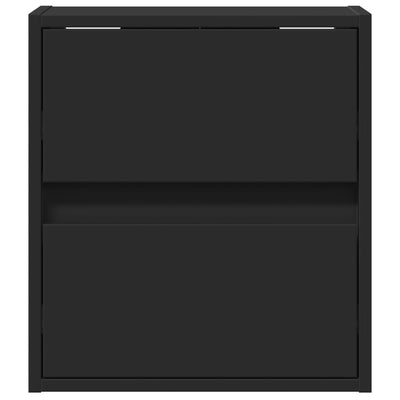 Wall-mounted Bedside Cabinets with LED Lights 2 pcs Black