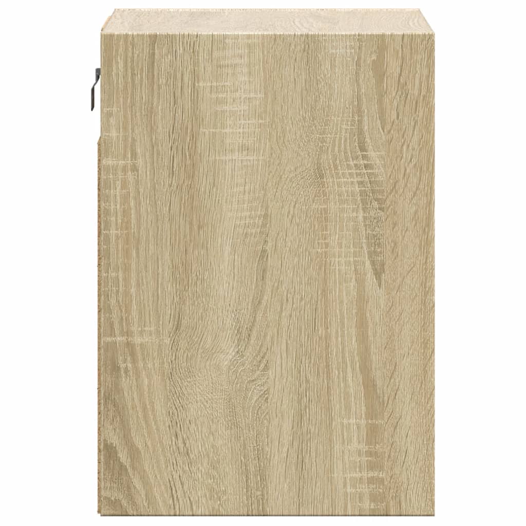 Wall-mounted Bedside Cabinet with LED Lights Sonoma Oak