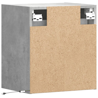 Wall-mounted Bedside Cabinets with LED Lights 2 pcs Concrete Grey