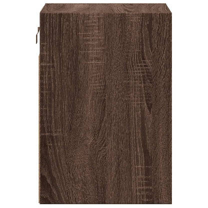 Wall-mounted Bedside Cabinet with LED Lights Brown Oak