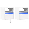 Wall-mounted Bedside Cabinets with LED Lights 2 pcs White