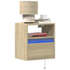 Wall-mounted Bedside Cabinets with LED Lights 2 pcs Sonoma Oak
