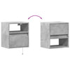Wall-mounted Bedside Cabinet with LED Lights Concrete Grey
