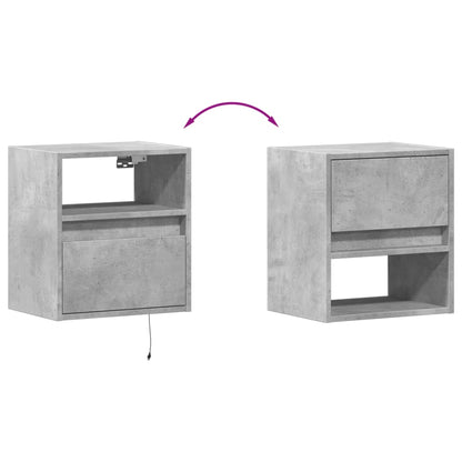 Wall-mounted Bedside Cabinets with LED Lights 2 pcs Concrete Grey