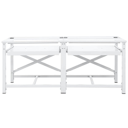 Double Washing Machine Pedestal with Pull-Out Shelves White