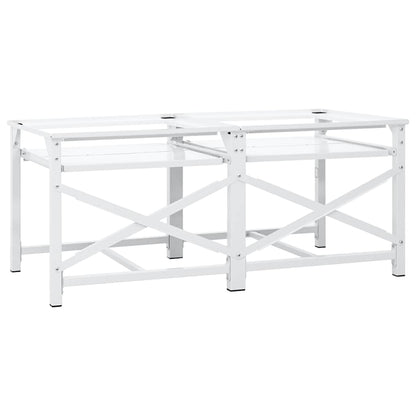 Double Washing Machine Pedestal with Pull-Out Shelves White