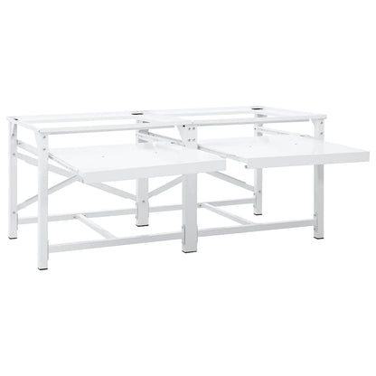 Double Washing Machine Pedestal with Pull-Out Shelves White