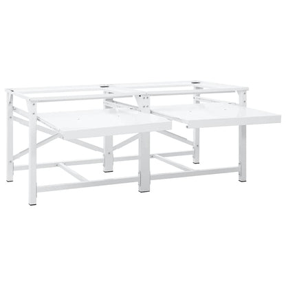 Double Washing Machine Pedestal with Pull-Out Shelves White