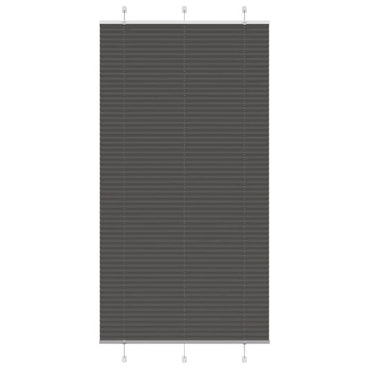 Pleated Blind Black 110x200 cm Fabric Width 109.4 cm Polyester
