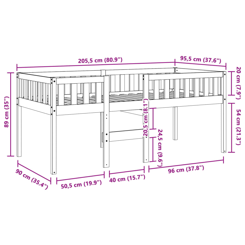 Children's Bed without Mattress Wax Brown 90x200 cm Solid Wood Pine