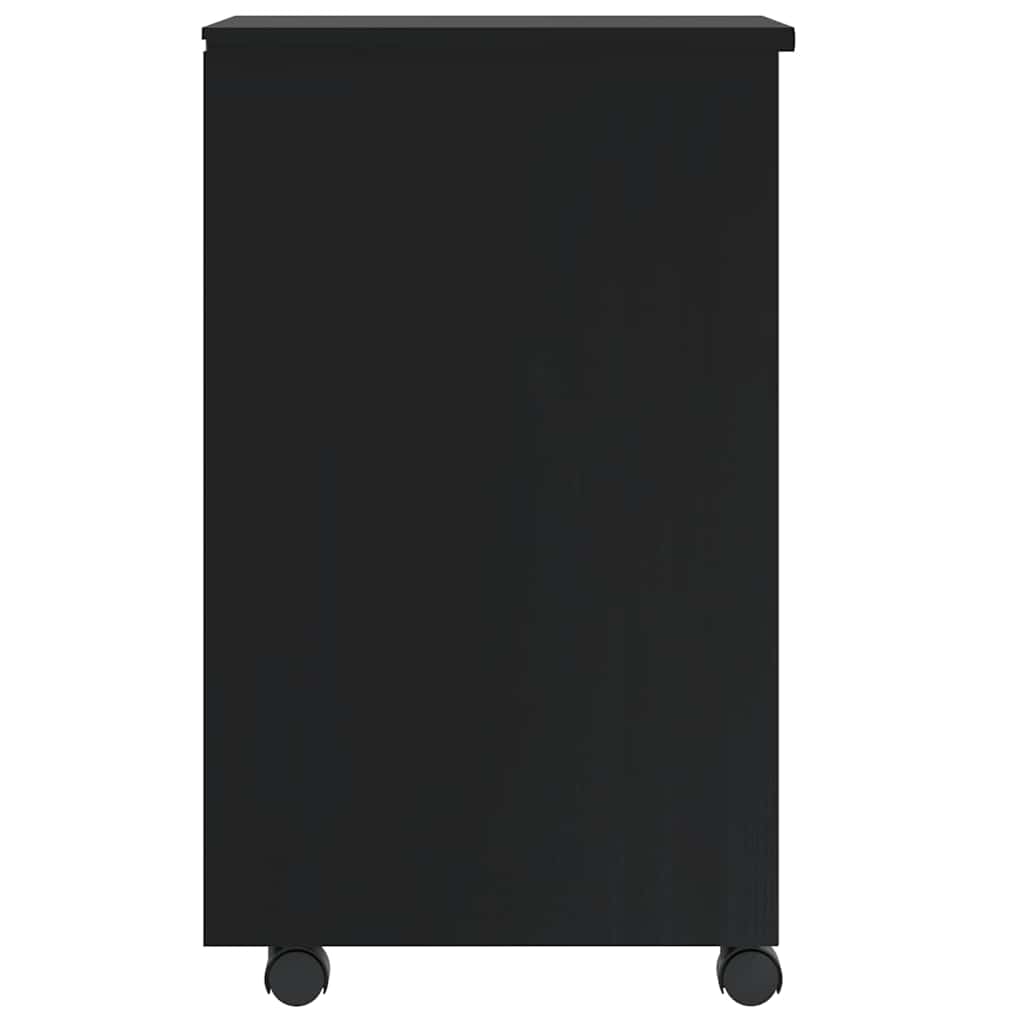 Rolling Cabinet with Drawers MOSS Black Solid Wood Pine