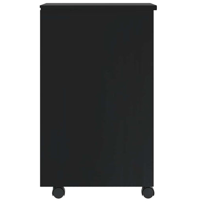 Rolling Cabinet with Drawers MOSS Black Solid Wood Pine