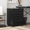 Rolling Cabinet with Drawers MOSS Black Solid Wood Pine