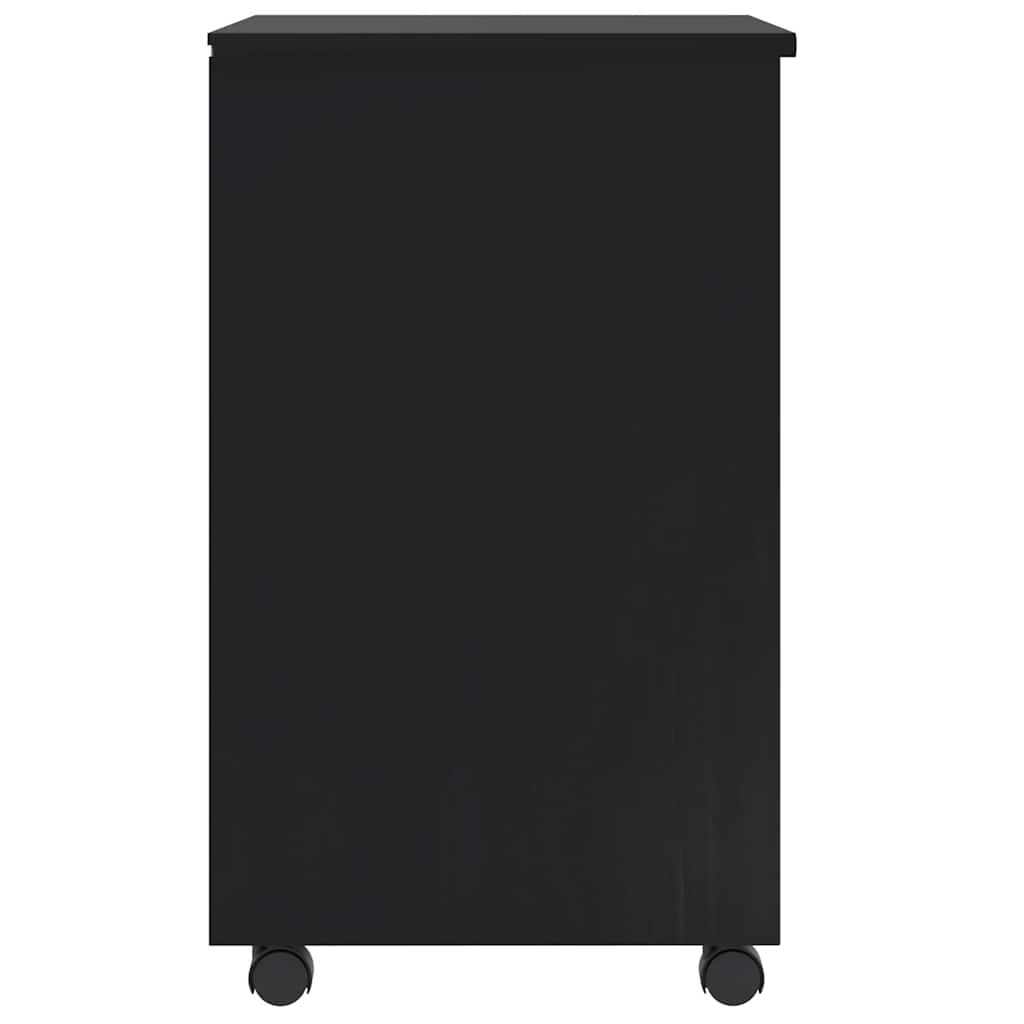 Rolling Cabinet with Drawers MOSS Black Solid Wood Pine