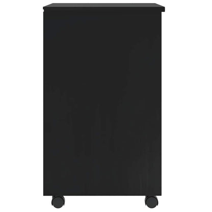 Rolling Cabinet with Drawers MOSS Black Solid Wood Pine