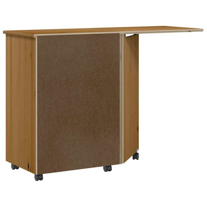 Rolling Cabinet with Desk MOSS Honey Brown Solid Wood Pine