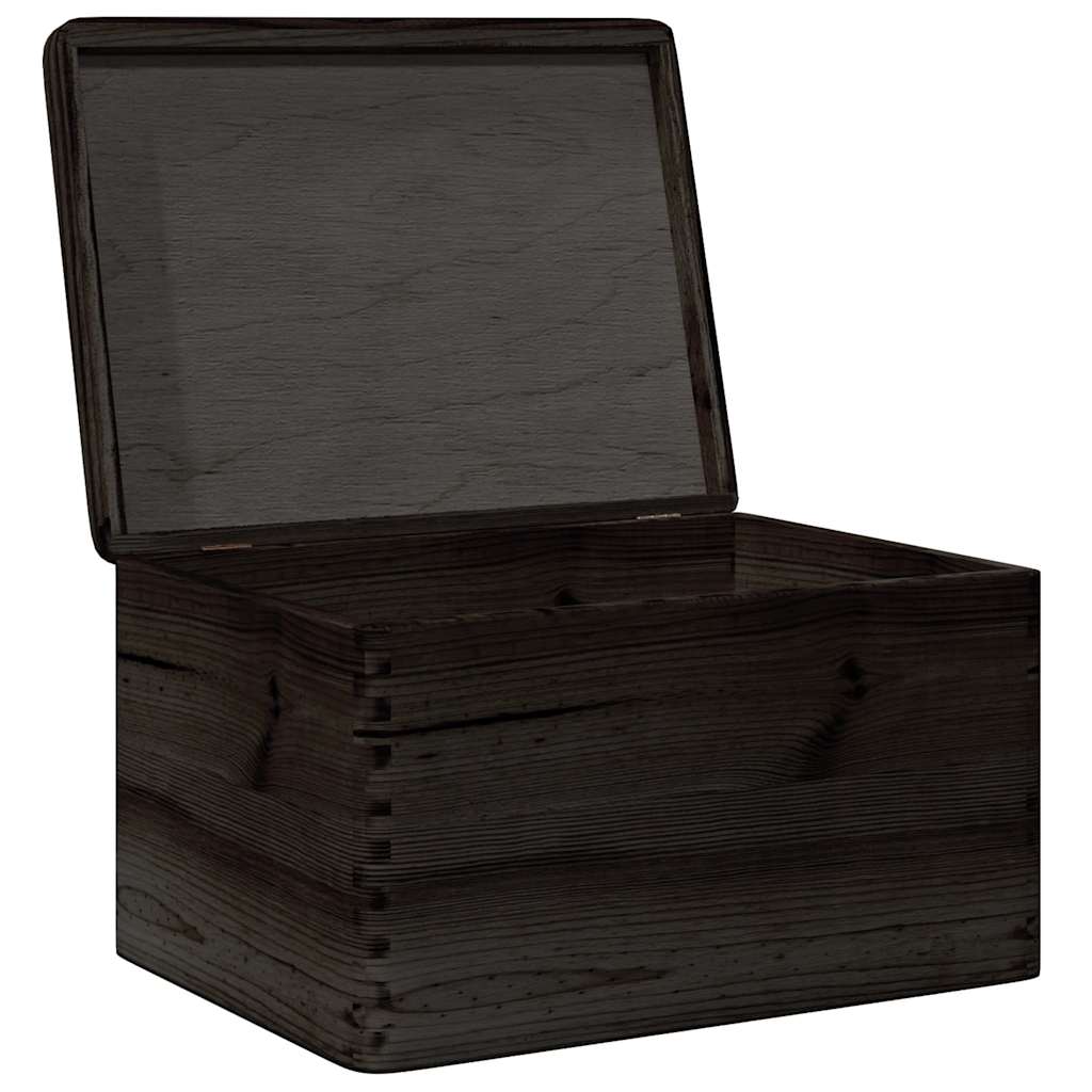 Wooden Box with Lid Black 40x30x23 cm Solid Wood Pine