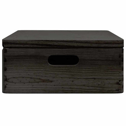 Wooden Box with Lid and Handles Black 40x30x13cm Solid Wood Pine