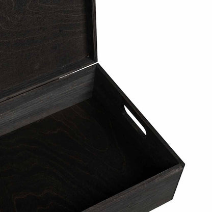 Wooden Box with Lid and Handles Black 40x30x13cm Solid Wood Pine